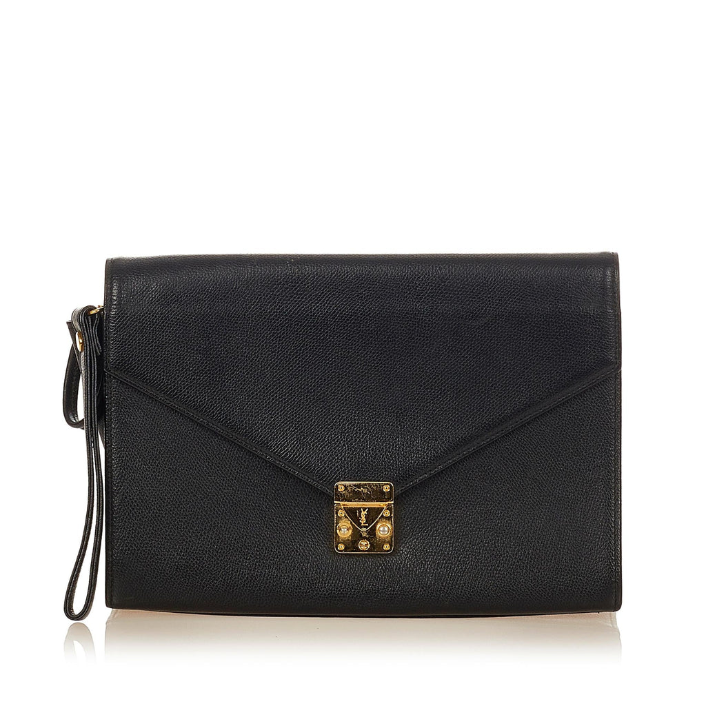 Saint Laurent Leather Clutch Bag (SHG-31556)