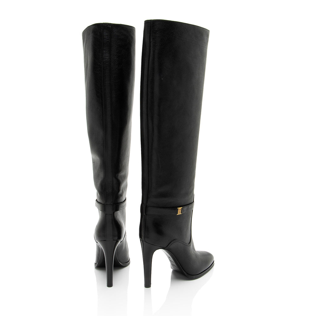 Saint Laurent Leather Diane Knee High Boots - Size 9 / 39