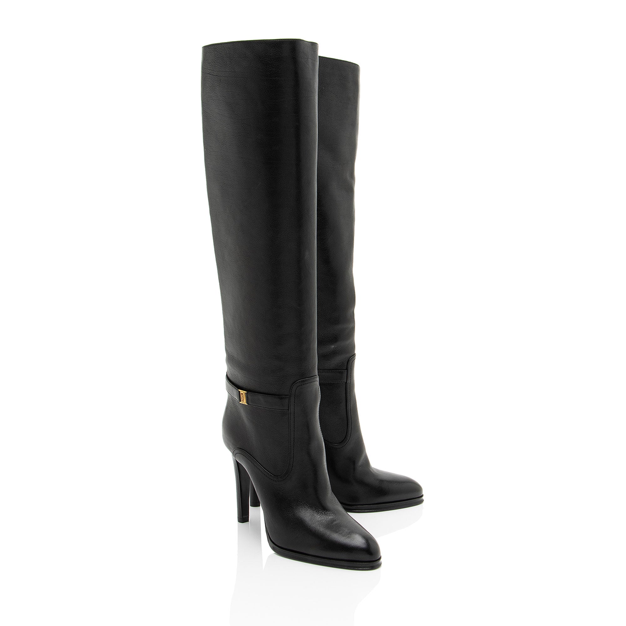 Saint Laurent Leather Diane Knee High Boots - Size 9 / 39