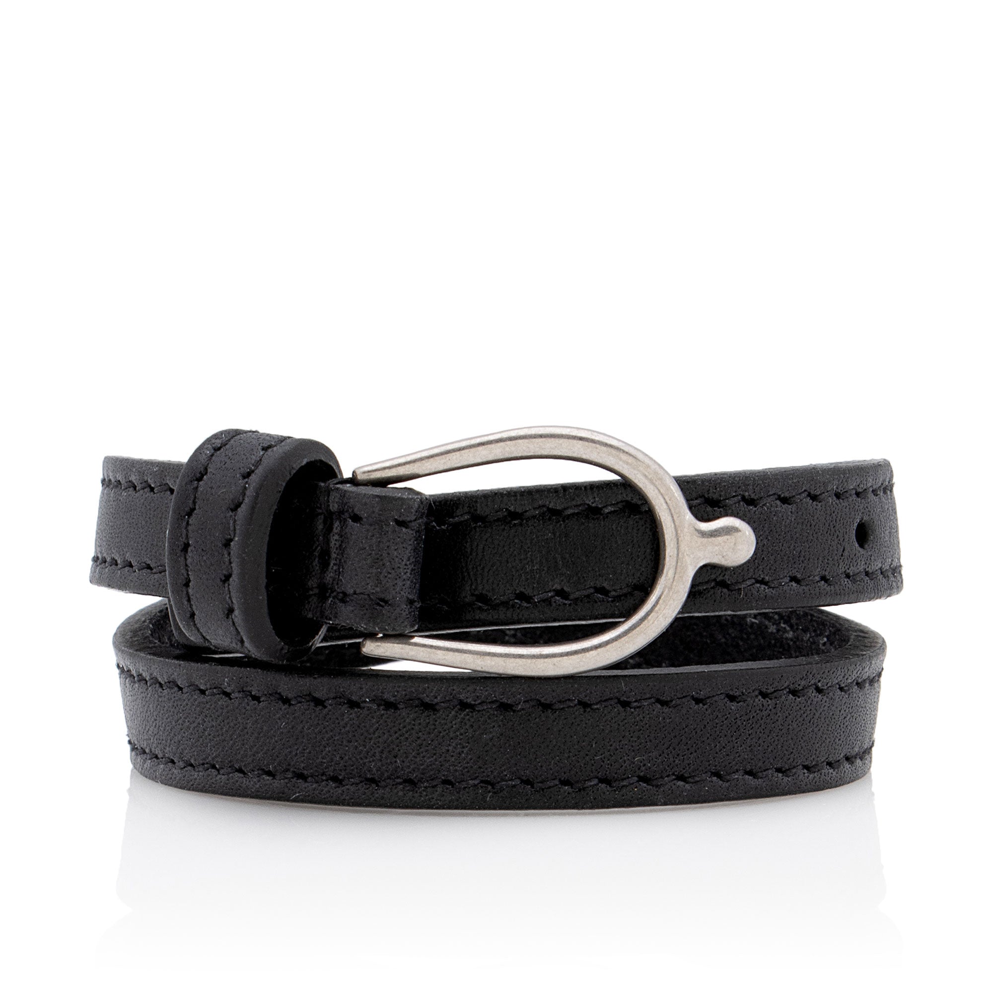 Saint Laurent Leather Double Wrap Bracelet (SHF-tTLufM)