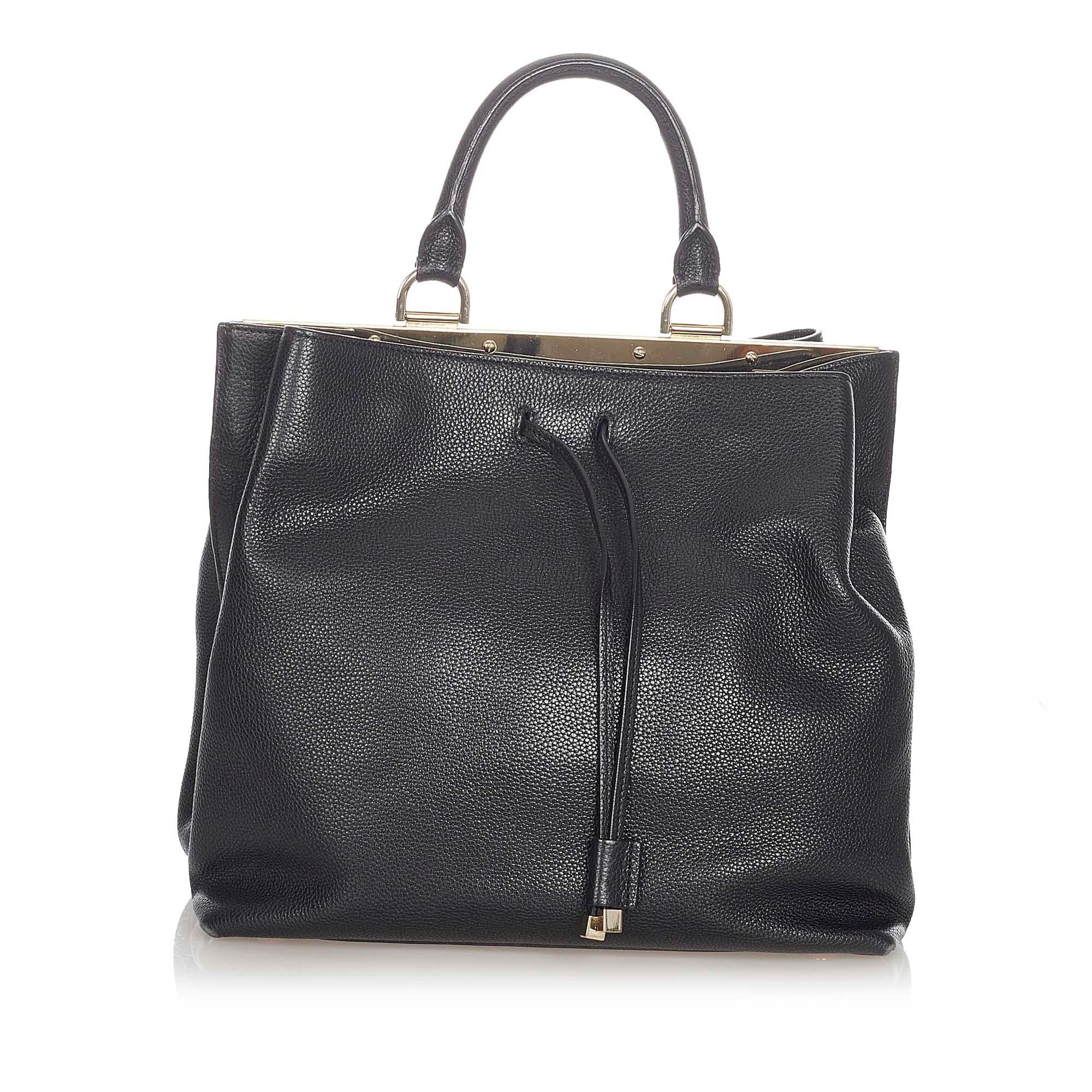 Saint Laurent Leather Drawstring Bucket Bag (SHG-22917)