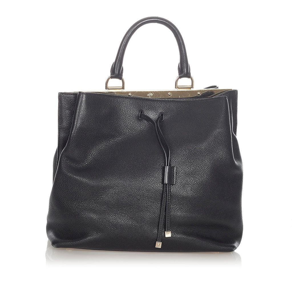 Saint Laurent Leather Drawstring Bucket Bag (SHG-22917)