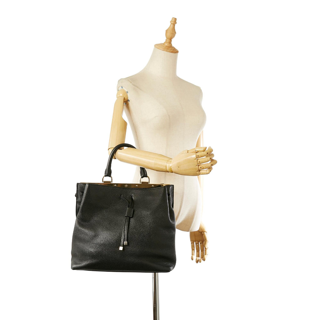 Saint Laurent Leather Drawstring Bucket Bag (SHG-22917)