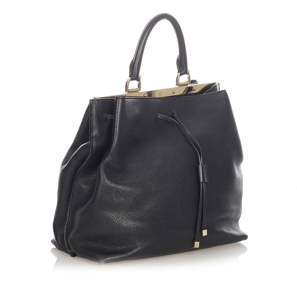 Saint Laurent Leather Drawstring Bucket Bag (SHG-22917)