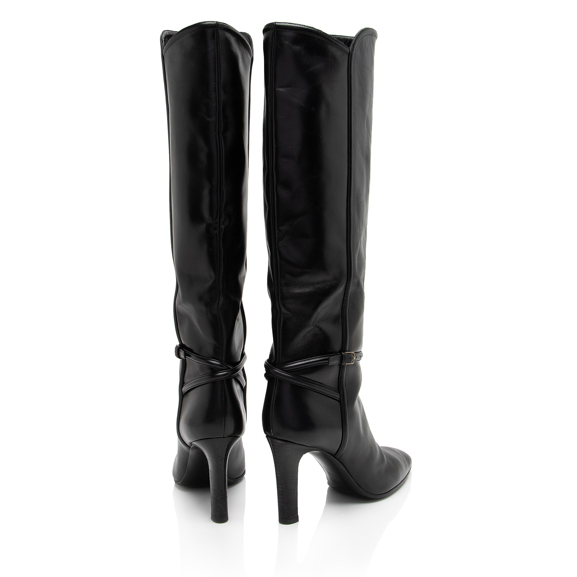 Saint Laurent Leather Jane 90 Knee High Boots - Size 9.5 / 39.5 (SHF-Fp4PR8)