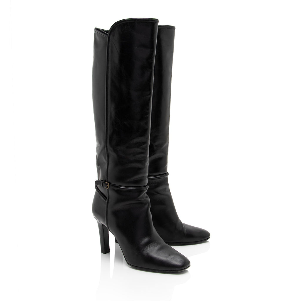 Saint Laurent Leather Jane 90 Knee High Boots - Size 9.5 / 39.5 (SHF-Fp4PR8)