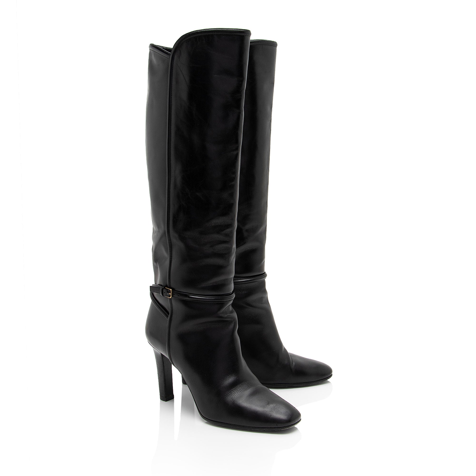 Saint Laurent Leather Jane 90 Knee High Boots - Size 9.5 / 39.5 (SHF-Fp4PR8)