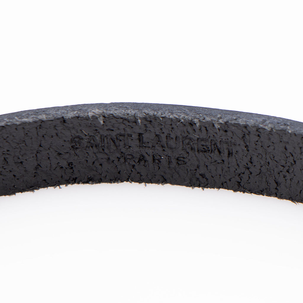 Saint Laurent Leather Monogram Double Wrap Bracelet