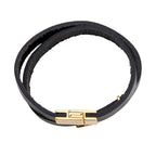 Saint Laurent Leather Monogram Double Wrap Bracelet