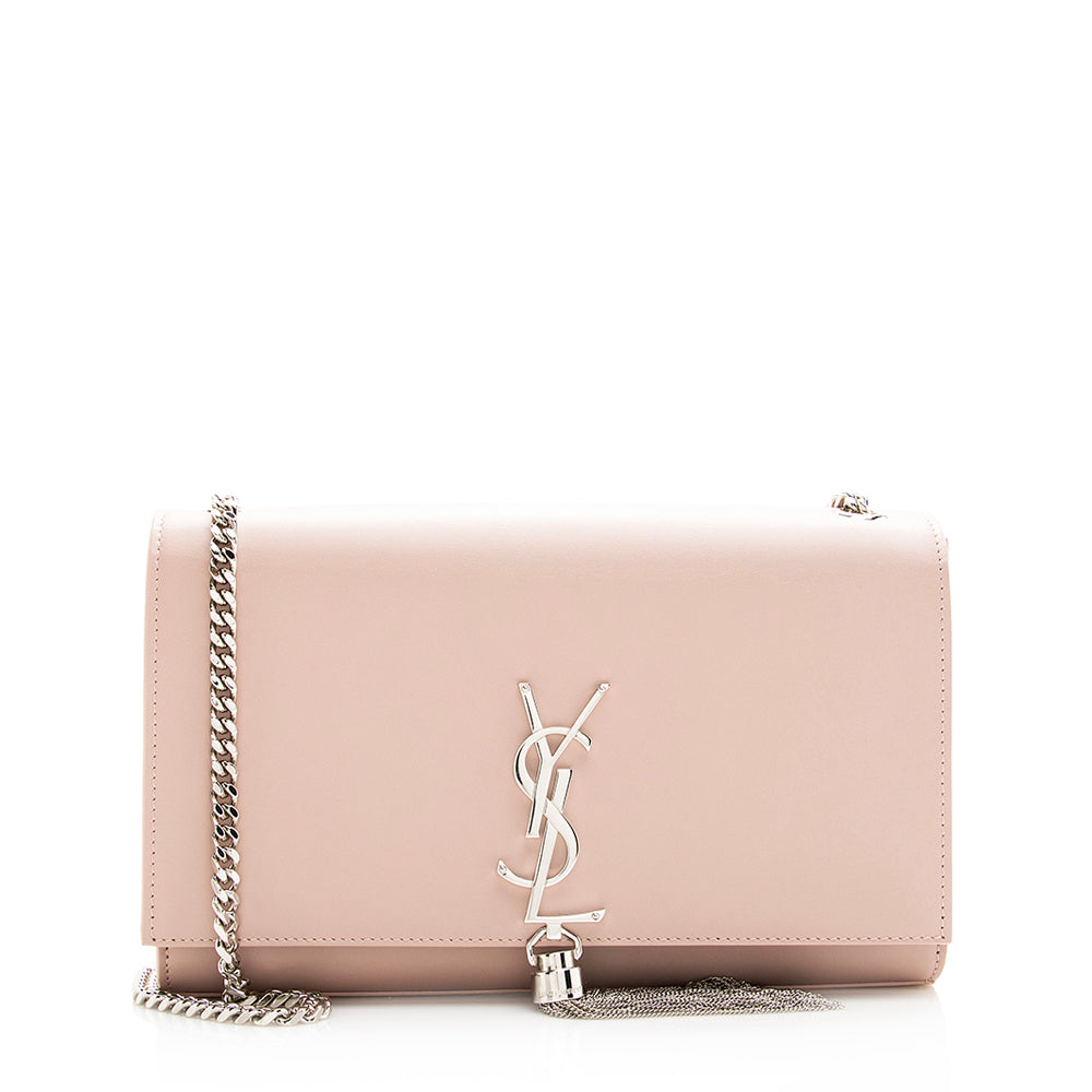 Saint Laurent Grain de Poudre Leather Monogram Kate Tassell Medium Shoulder Bag (SHF-19405)