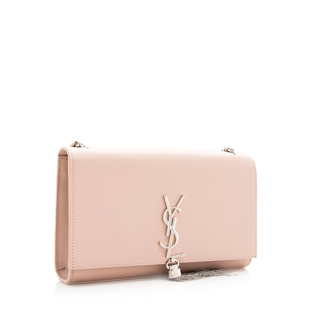 Saint Laurent Grain de Poudre Leather Monogram Kate Tassell Medium Shoulder Bag (SHF-19405)