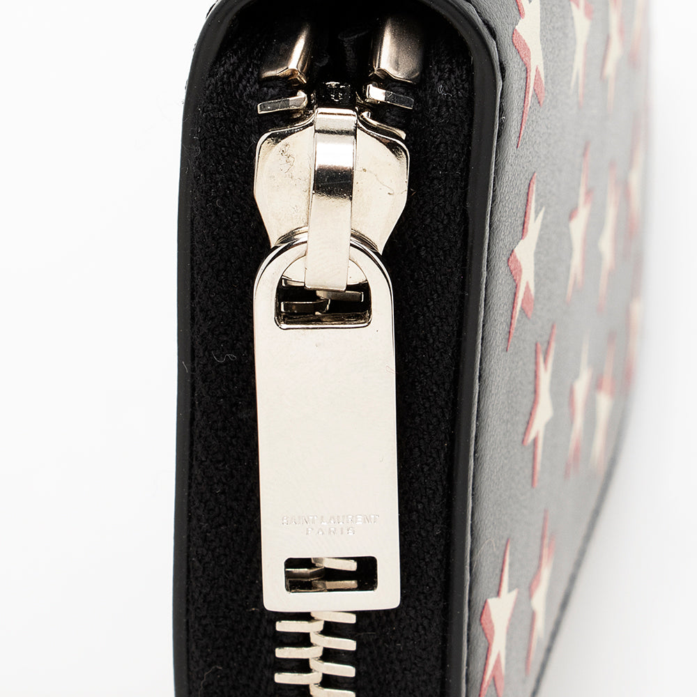 Saint Laurent Leather Star Zippy Wallet (SHF-18050)