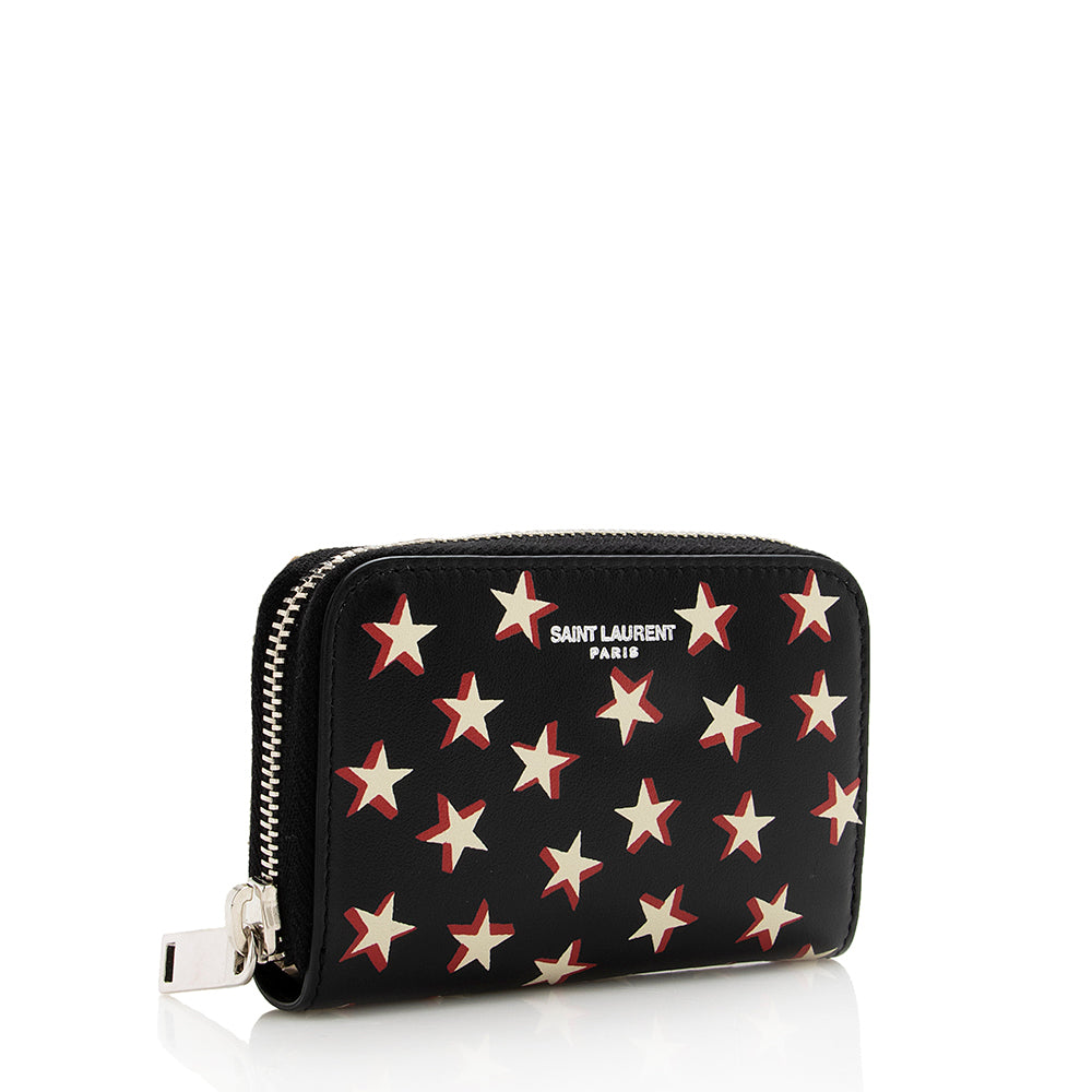 Saint Laurent Leather Star Zippy Wallet (SHF-18050)