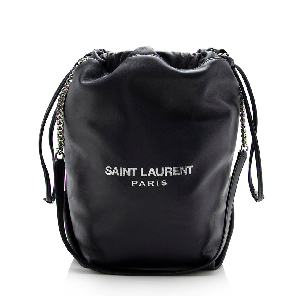 Saint Laurent Leather Teddy Bucket Bag (SHF-15588)