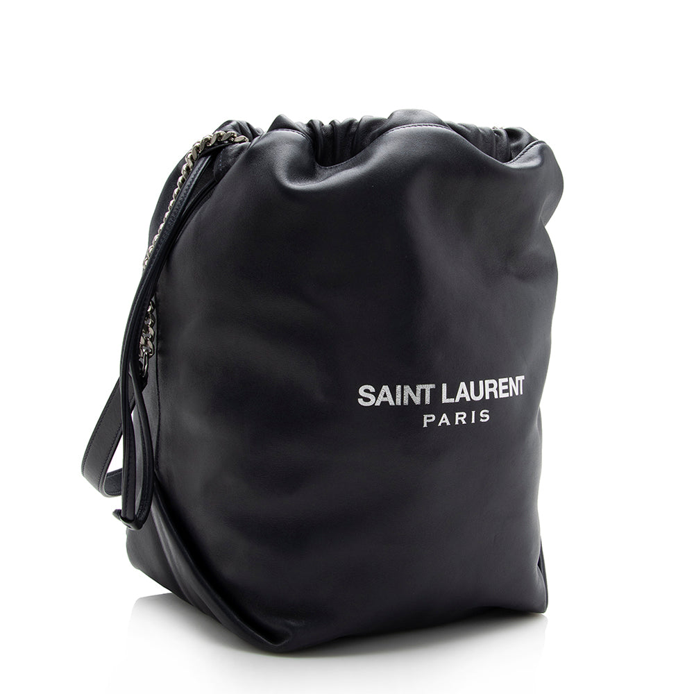 Saint Laurent Leather Teddy Bucket Bag (SHF-15588)