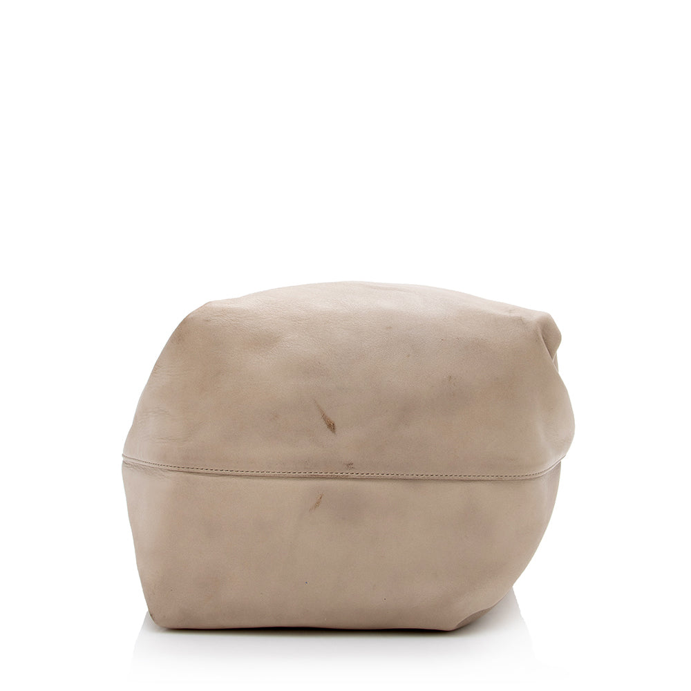 Saint Laurent Leather Logo Teddy Bucket Bag (SHF-17442)