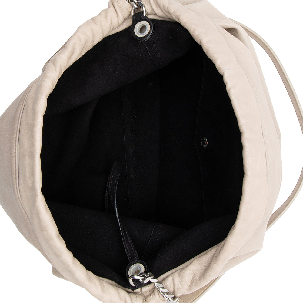 Saint Laurent Leather Logo Teddy Bucket Bag (SHF-17442)
