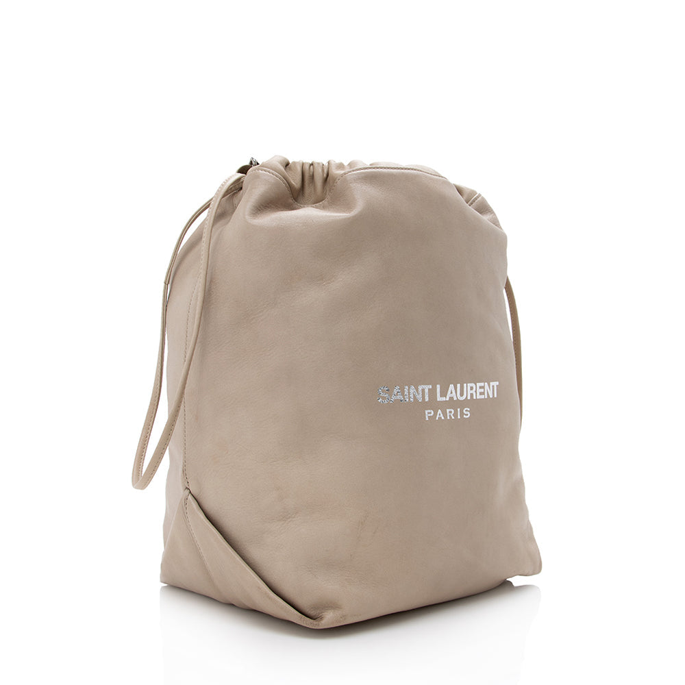 Saint Laurent Leather Logo Teddy Bucket Bag (SHF-17442)