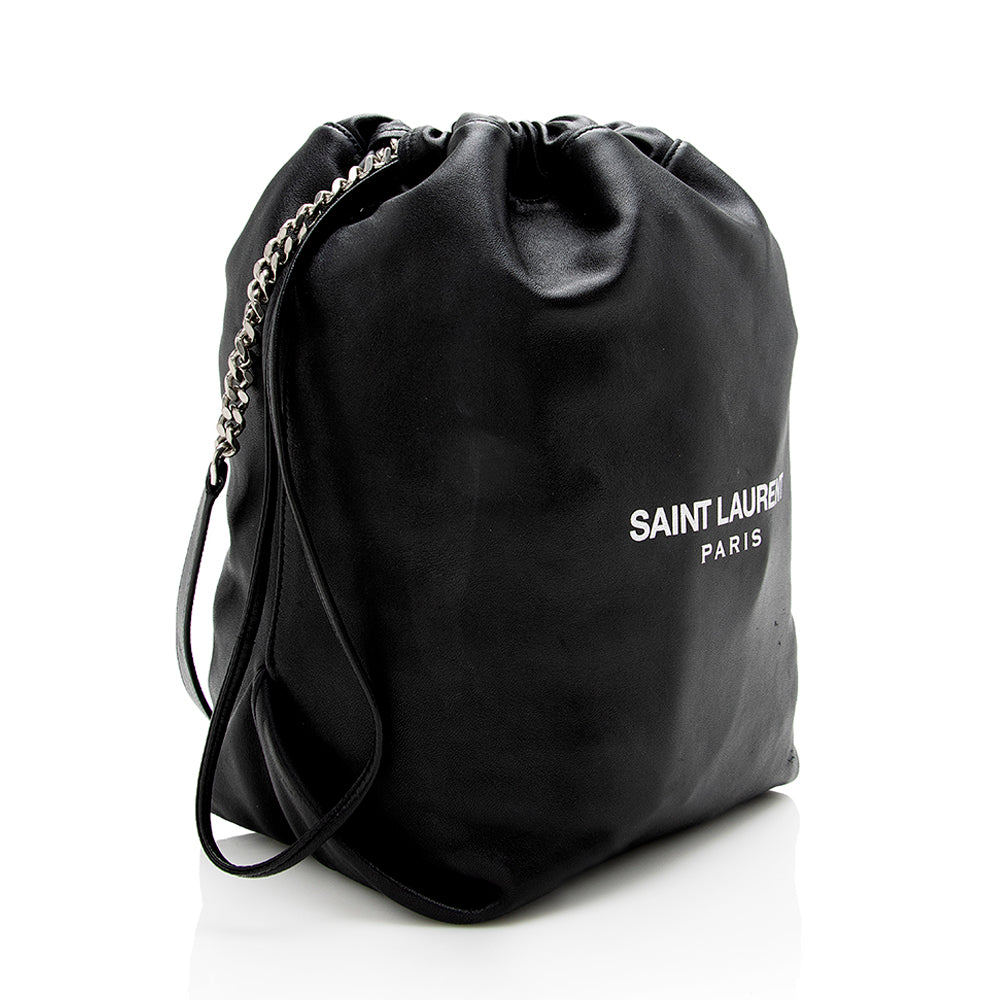 Saint Laurent Leather Teddy Bucket Bag (SHF-17859)