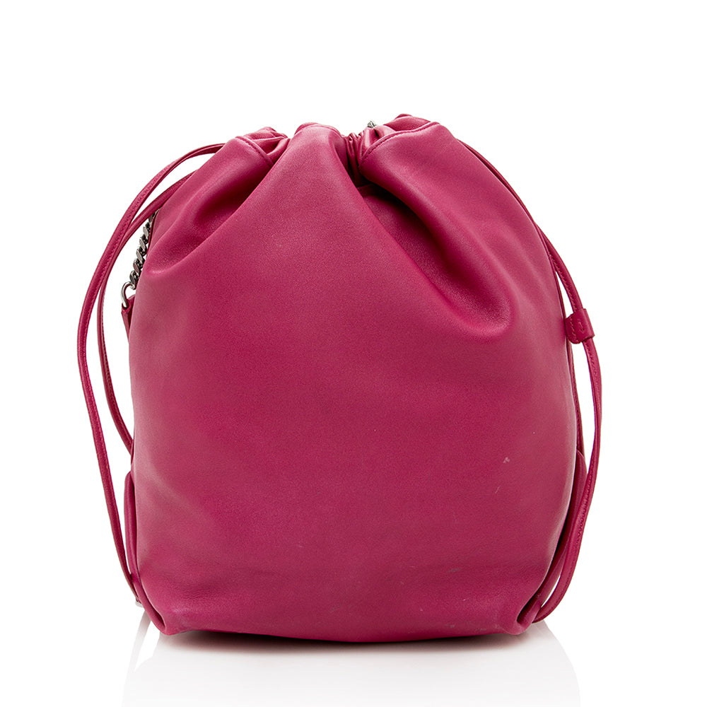 Saint Laurent Leather Teddy Bucket Bag (SHF-18597)