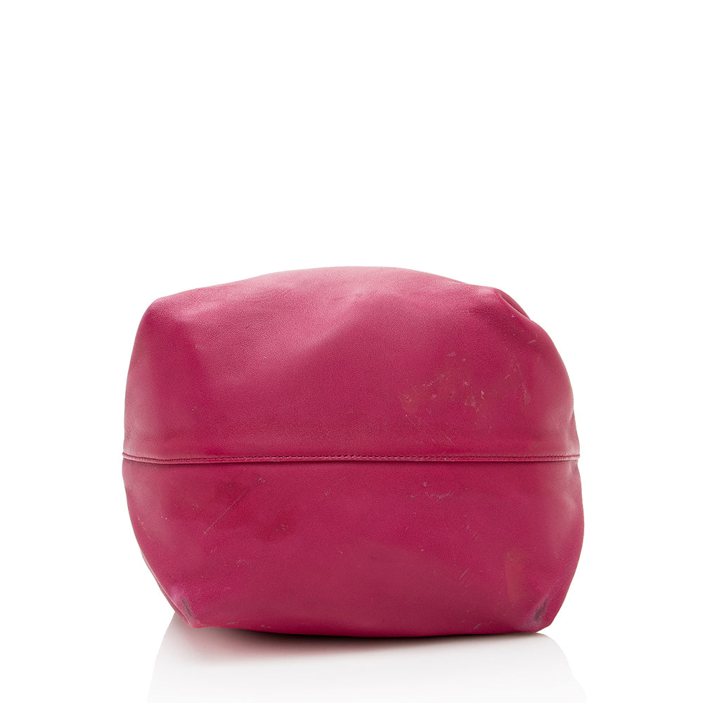 Saint Laurent Leather Teddy Bucket Bag (SHF-18597)