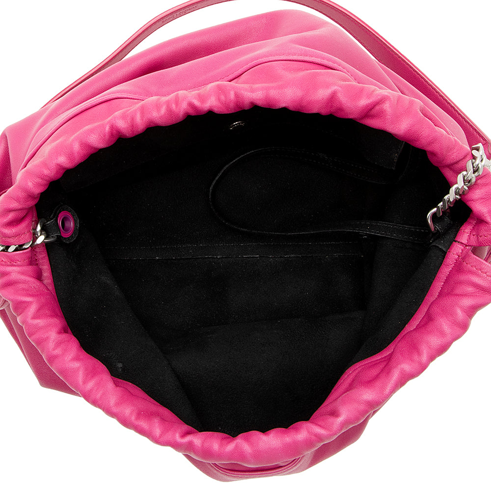 Saint Laurent Leather Teddy Bucket Bag (SHF-18597)