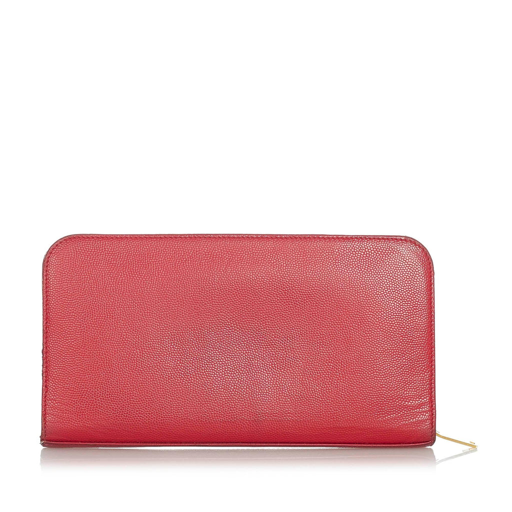 Saint Laurent Leather Zip Around Wallet (SHG-22445)