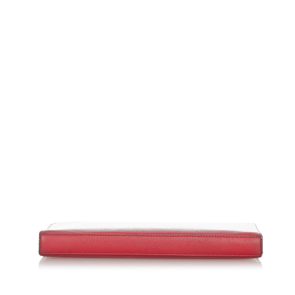 Saint Laurent Leather Zip Around Wallet (SHG-22445)
