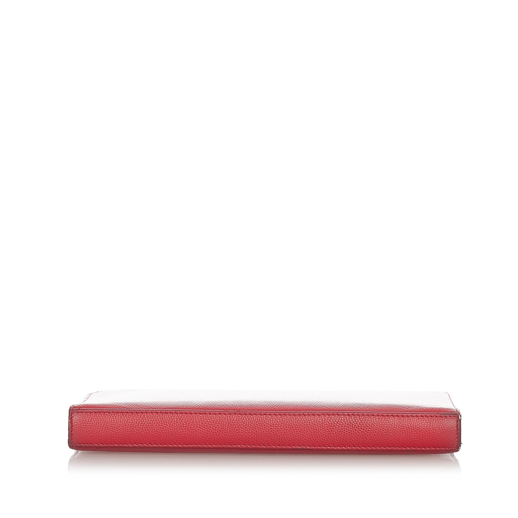 Saint Laurent Leather Zip Around Wallet (SHG-22445)
