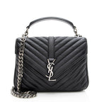 Saint Laurent Matelasse Calfskin Monogram Medium College Top Handle Bag (SHF-18909)