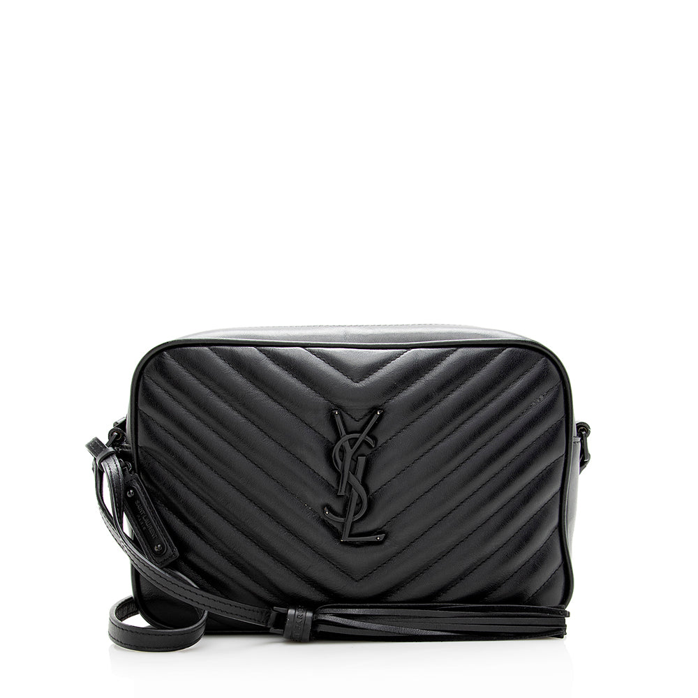 Saint Laurent Matelasse Calfskin Matte Black Lou Camera Bag - FINAL SALE (SHF-20006)