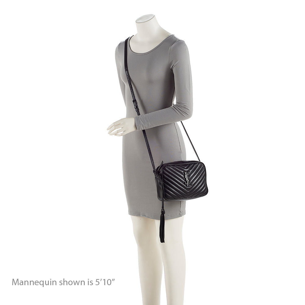 Saint Laurent Matelasse Calfskin Matte Black Lou Camera Bag - FINAL SALE (SHF-20006)