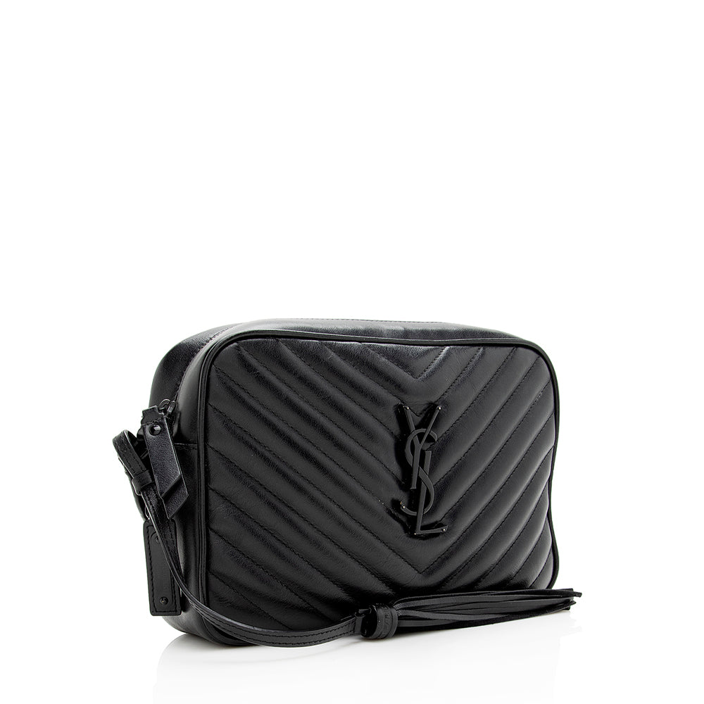 Saint Laurent Matelasse Calfskin Matte Black Lou Camera Bag - FINAL SALE (SHF-20006)