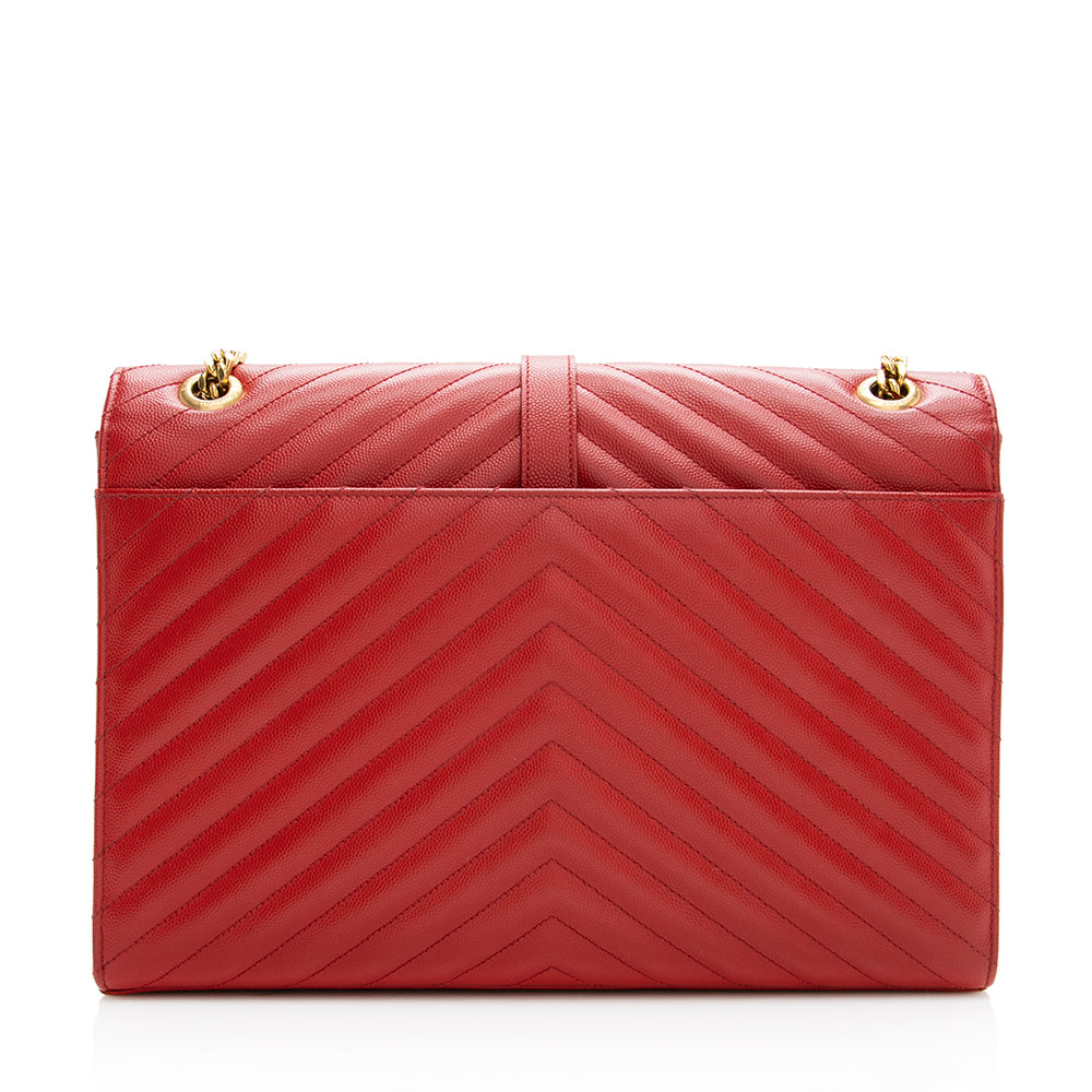 Saint Laurent Matelasse Grain de Poudre Monogram Large Shoulder Bag (SHF-19699)