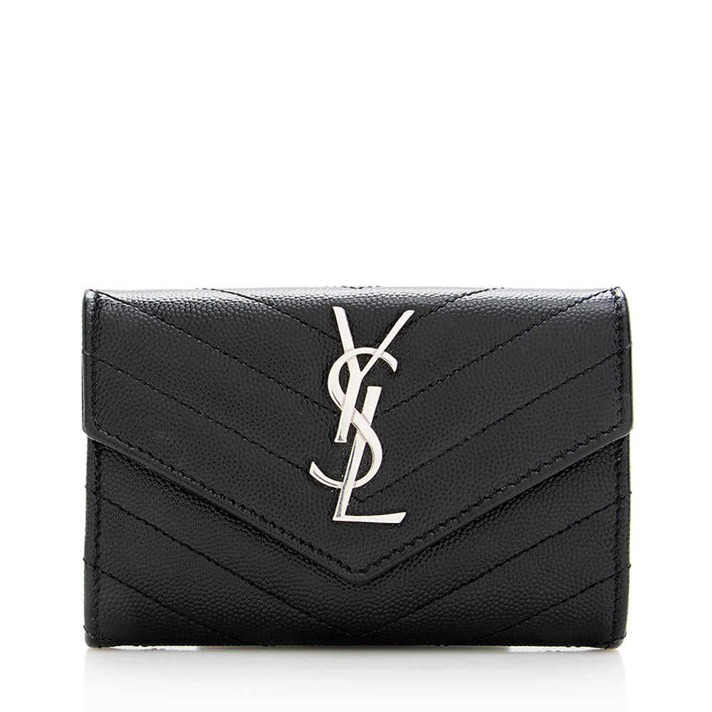 Saint Laurent Matelasse Grain de Poudre French Wallet (SHF-19016)
