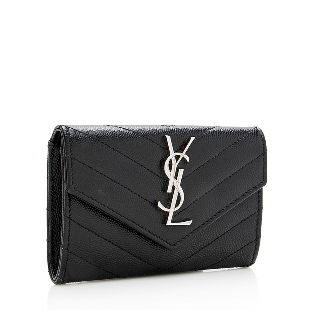 Saint Laurent Matelasse Grain de Poudre French Wallet (SHF-19016)