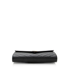 Saint Laurent Matelasse Grain de Poudre Monogram Chain Wallet (SHF-18470)