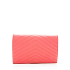 Saint Laurent Matelasse Grain de Poudre Monogram Chain Wallet (SHF-19387)