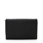 Saint Laurent Matelasse Grain de Poudre Monogram Chain Wallet (SHF-19680)