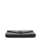 Saint Laurent Matelasse Grain de Poudre Monogram Chain Wallet (SHF-19680)