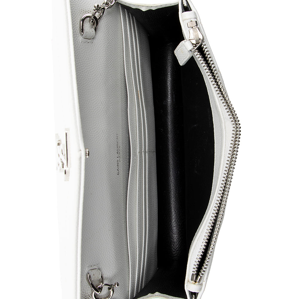Saint Laurent Matelasse Grain de Poudre Monogram Envelope Chain Wallet (SHF-15981)
