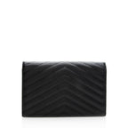 Saint Laurent Matelasse Grain de Poudre Monogram Envelope Chain Wallet (SHF-19240)