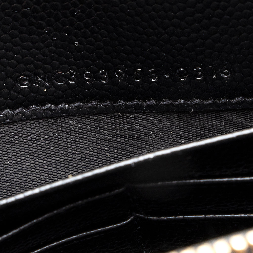 Saint Laurent Matelasse Grain de Poudre Monogram Envelope Chain Wallet (SHF-19240)