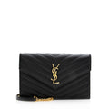 Saint Laurent Matelasse Grain de Poudre Monogram Envelope Chain Wallet (SHF-19240)