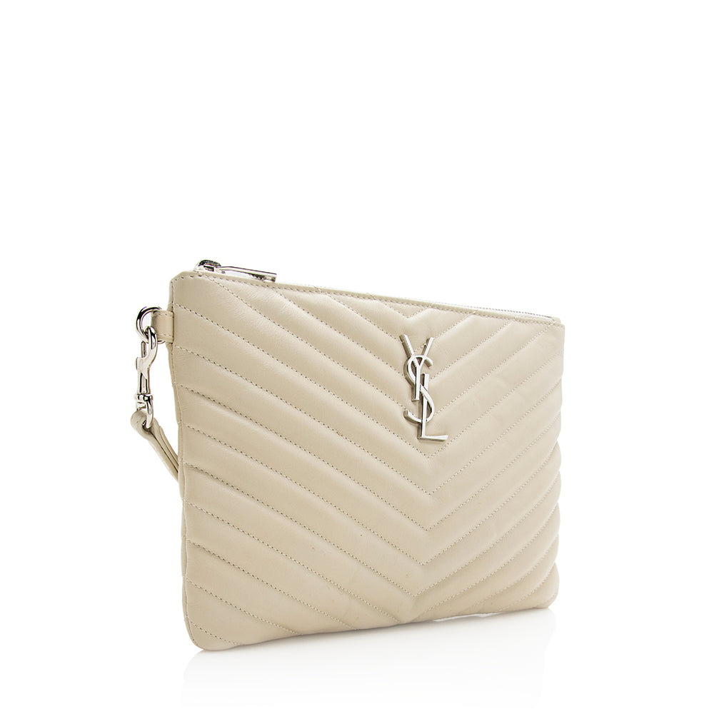 Saint Laurent Matelasse Leather Small Wristlet (SHF-20162)
