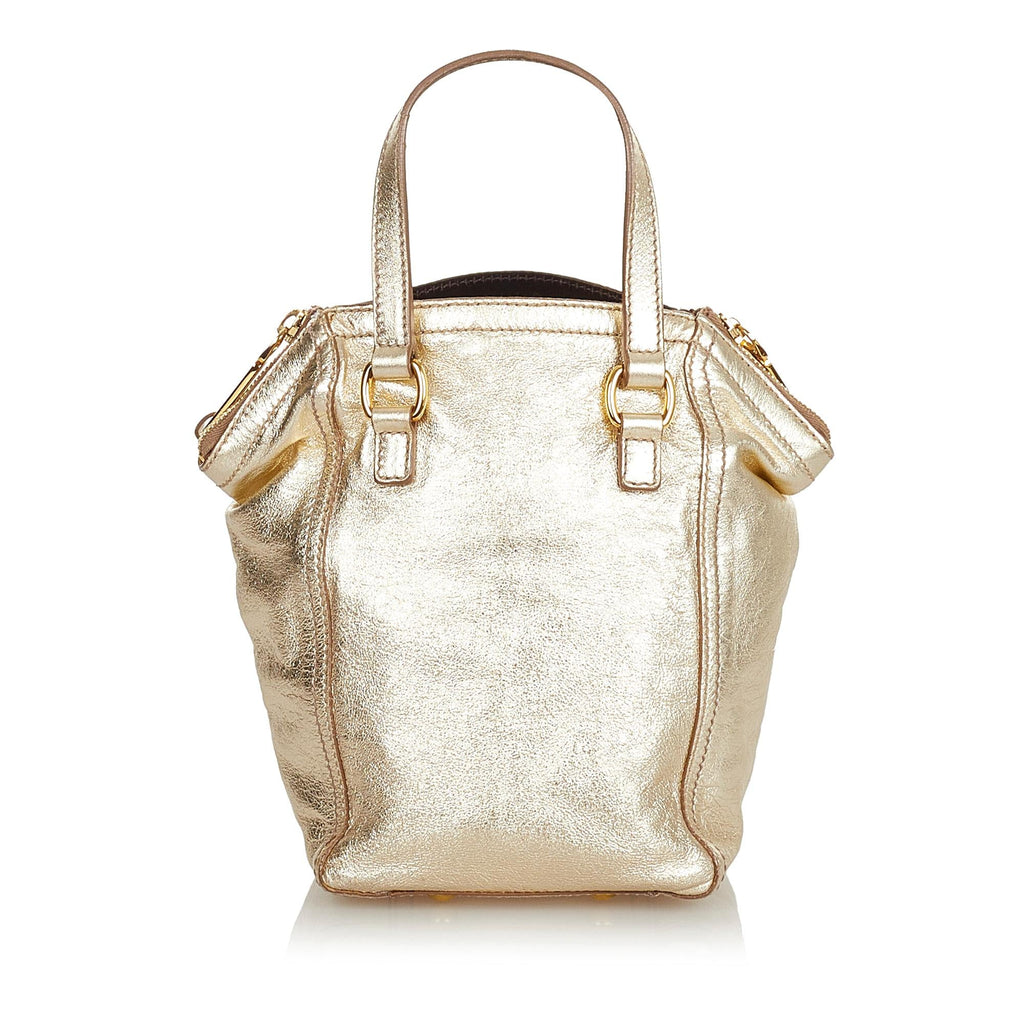 Saint Laurent Mini Downtown Metallic Leather Handbag (SHG-25927)