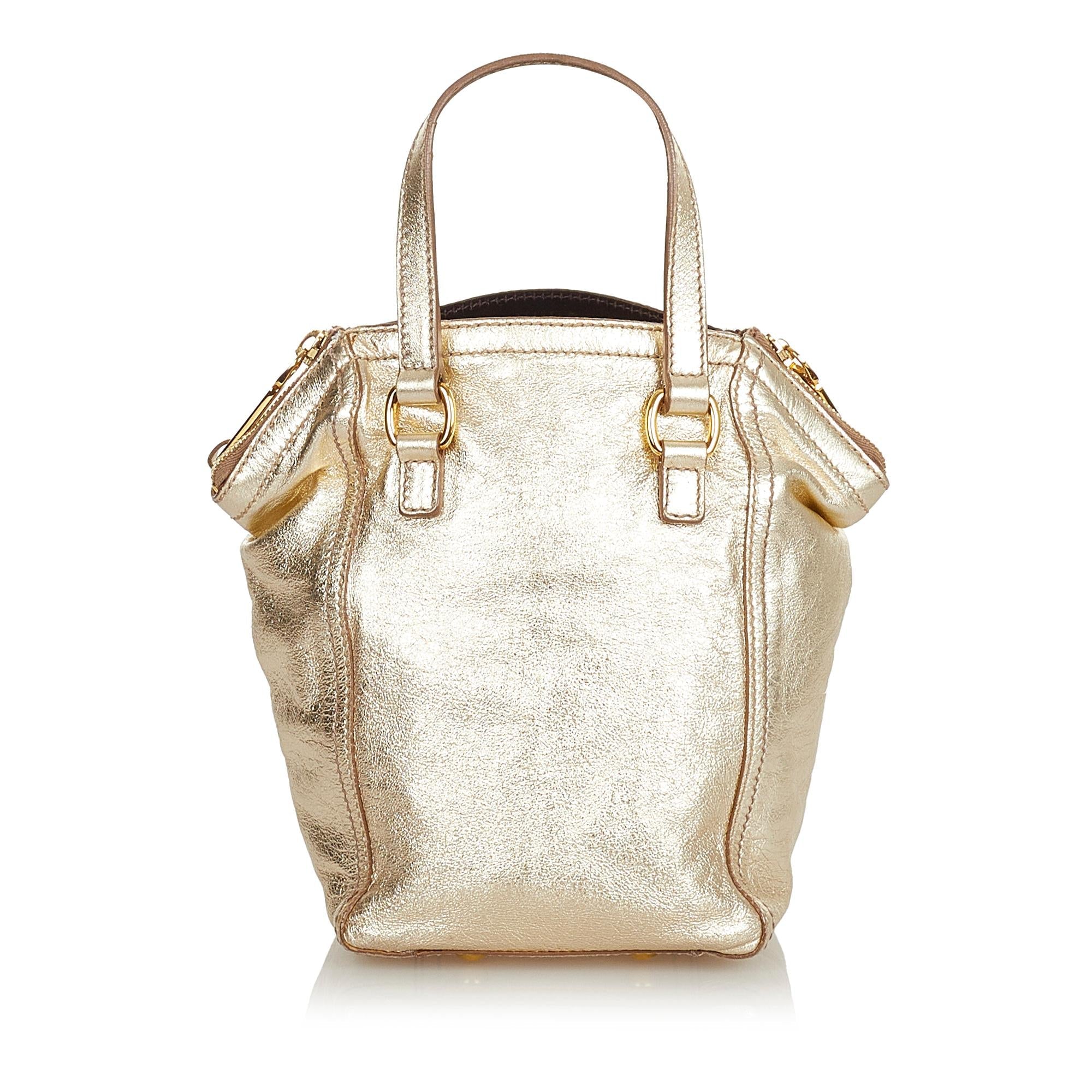 Saint Laurent Mini Downtown Metallic Leather Handbag (SHG-25927)