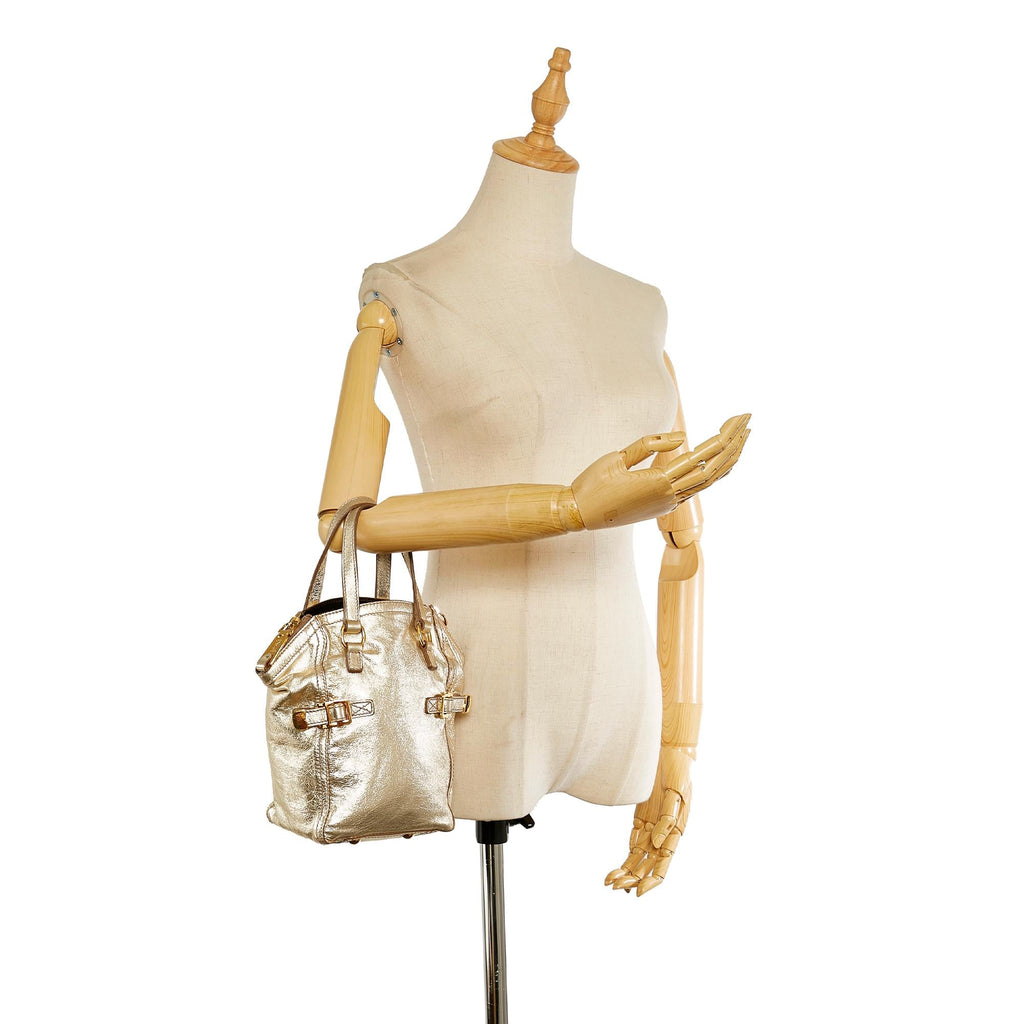 Saint Laurent Mini Downtown Metallic Leather Handbag (SHG-25927)