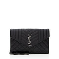 Saint Laurent Mixed Matelasse Leather Triquilt Monogram Wallet on Chain Bag (SHF-17618)