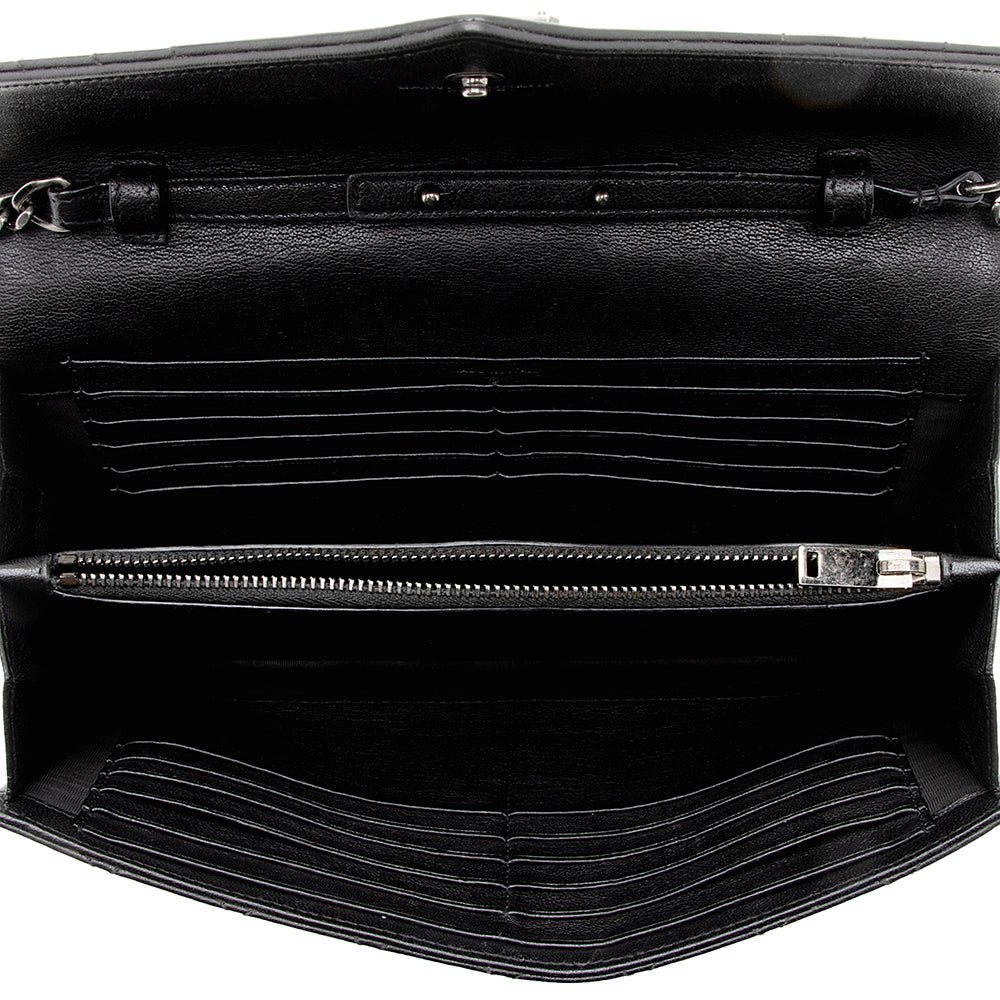 Saint Laurent Mixed Matelasse Leather Triquilt Monogram Wallet on Chain Bag (SHF-17618)